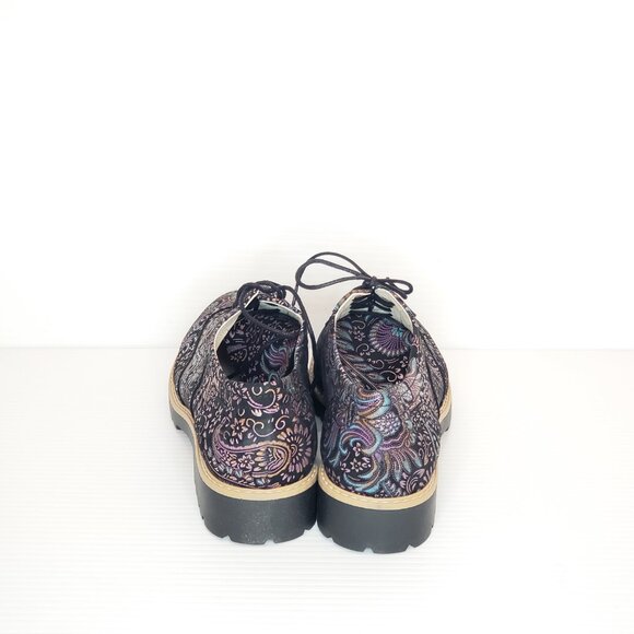 Zapato Black Fine Floral Platform Leather Oxford - HAML6 - Picture 5 of 9